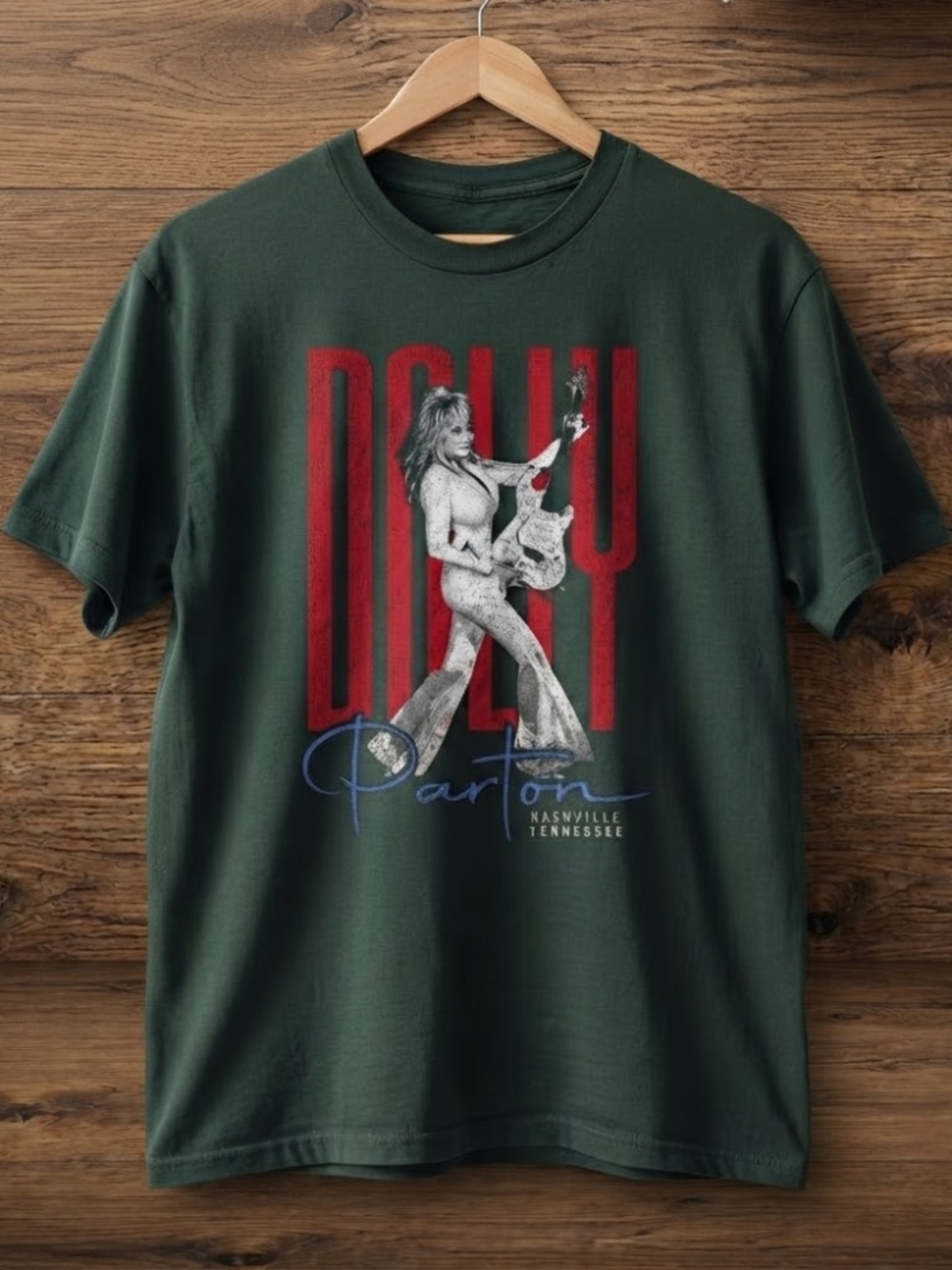 Dolly Parton Rock Star Nashville Tennessee Vintage Dark Green T-Shirt